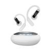 Login L-226 Glazor Earbuds with open-ear design, 11mm bass drivers, Bluetooth 5.3, AI live translation, customizable EQ, and transparent charging case.