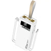 Login L-710 30000mAh 22.5W Power Bank with 2 built-in cables, digital display, 2 PD ports, and 4 USB ports.