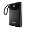 Ronin Pulse R-4065 10000mAh Power Bank with built-in USB Type-C cable, 22.5W fast charging, digital battery display, and slim portable design.