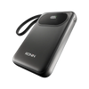 Ronin Pulse R-4065 10000mAh Power Bank with built-in USB Type-C cable, 22.5W fast charging, digital battery display, and slim portable design.