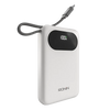 Ronin Pulse R-4065 10000mAh Power Bank with built-in USB Type-C cable, 22.5W fast charging, digital battery display, and slim portable design.
