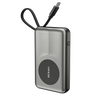 Ronin R-4060 Synergy 10000mAh Power Bank with 22.5W fast charging, 15W wireless charging, built-in USB Type-C cable, and digital display.