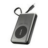 Ronin R-4060 Synergy 10000mAh Power Bank with 22.5W fast charging, 15W wireless charging, built-in USB Type-C cable, and digital display.