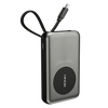 Ronin R-4060 Synergy 10000mAh Power Bank with 22.5W fast charging, 15W wireless charging, built-in USB Type-C cable, and digital display.