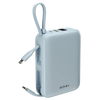 Ronin R-4070 AQUA 20000mAh Power Bank with built-in Type-C and Lightning cables, 22.5W fast charging, USB-C PD, and digital display.