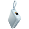 Ronin R-4070 AQUA 20000mAh Power Bank with built-in Type-C and Lightning cables, 22.5W fast charging, USB-C PD, and digital display.