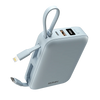Ronin R-4070 AQUA 20000mAh Power Bank with built-in Type-C and Lightning cables, 22.5W fast charging, USB-C PD, and digital display.